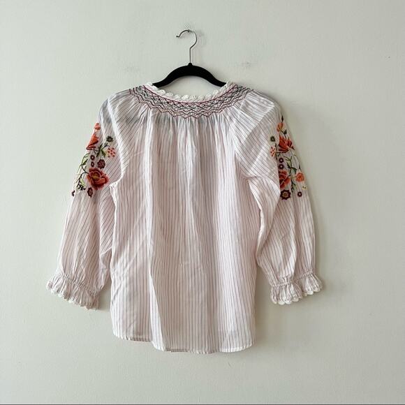 Velvet by Graham & Spencer Rina Floral Embroidered Peasant Blouse - Picture 5 of 9